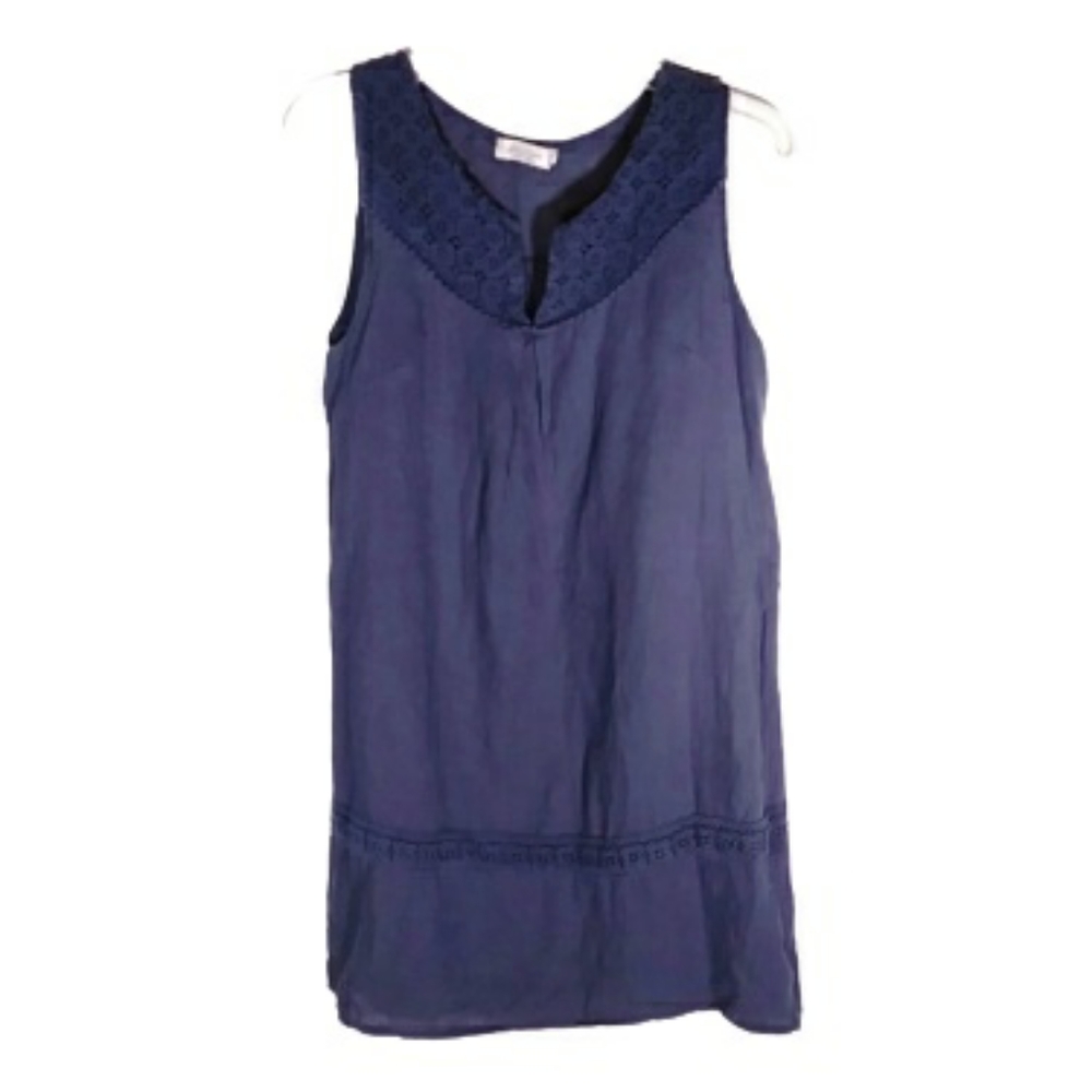 Blu Orchid 100% linen blue sleeveless sheath dress